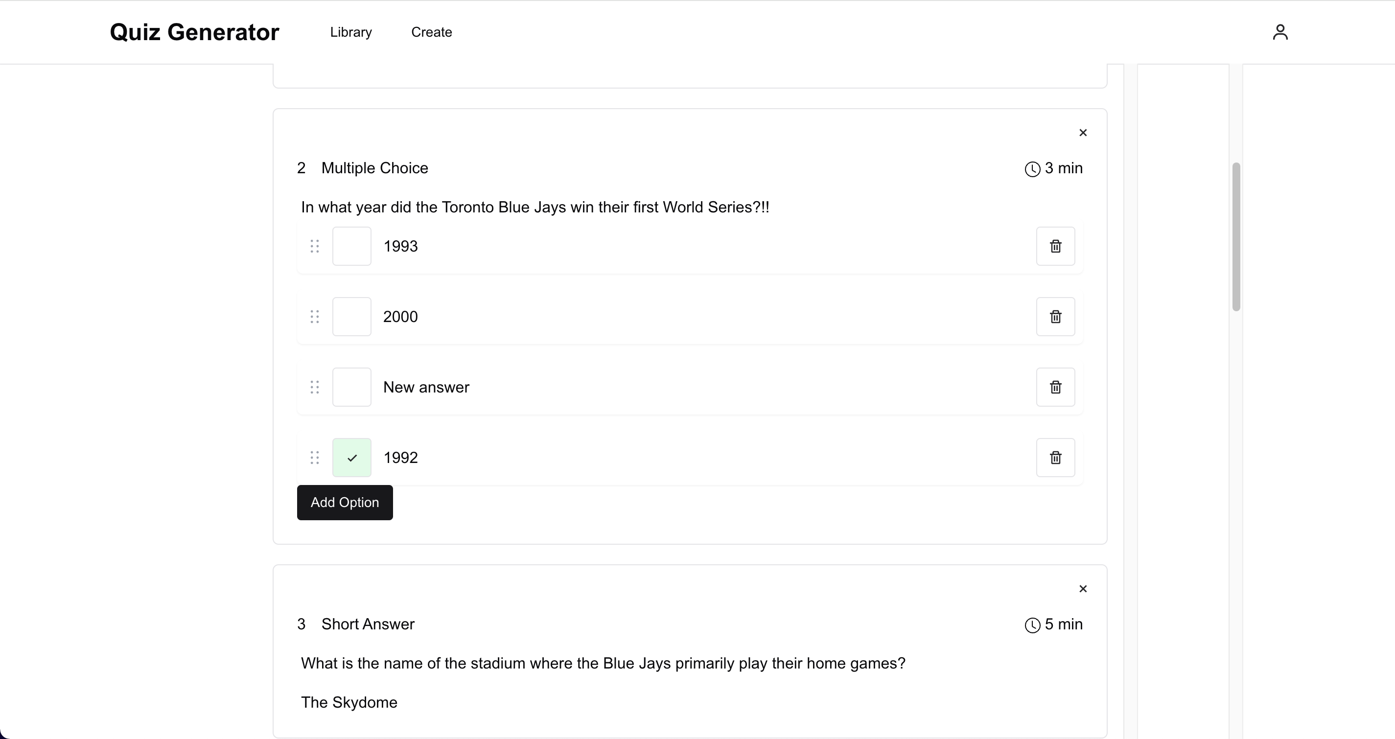 Quiz Generator screenshot